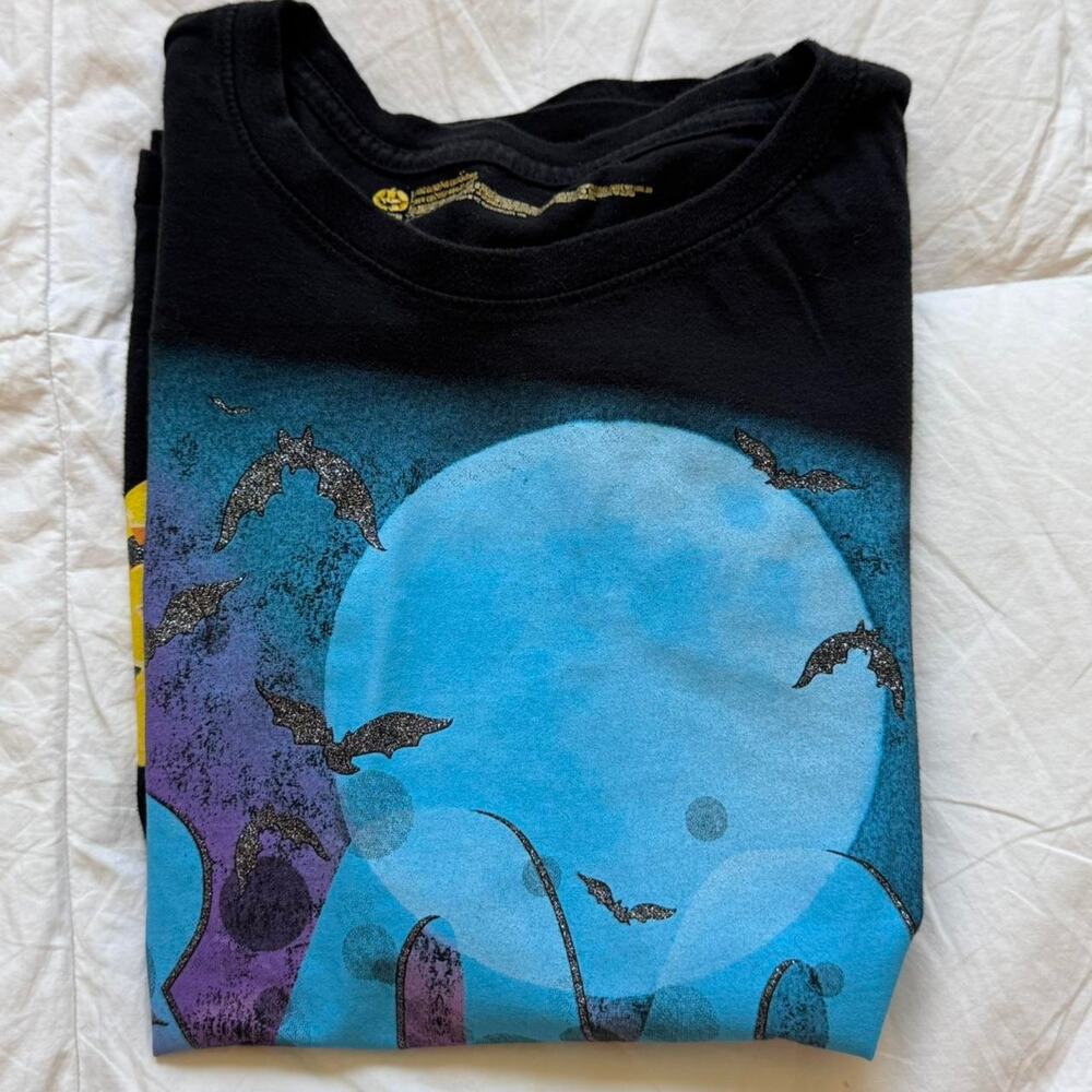 Y2k black halloween pumpkin graphic tee‎ sz sm cotton witchy autumn short sleeve - Picture 6 of 7
